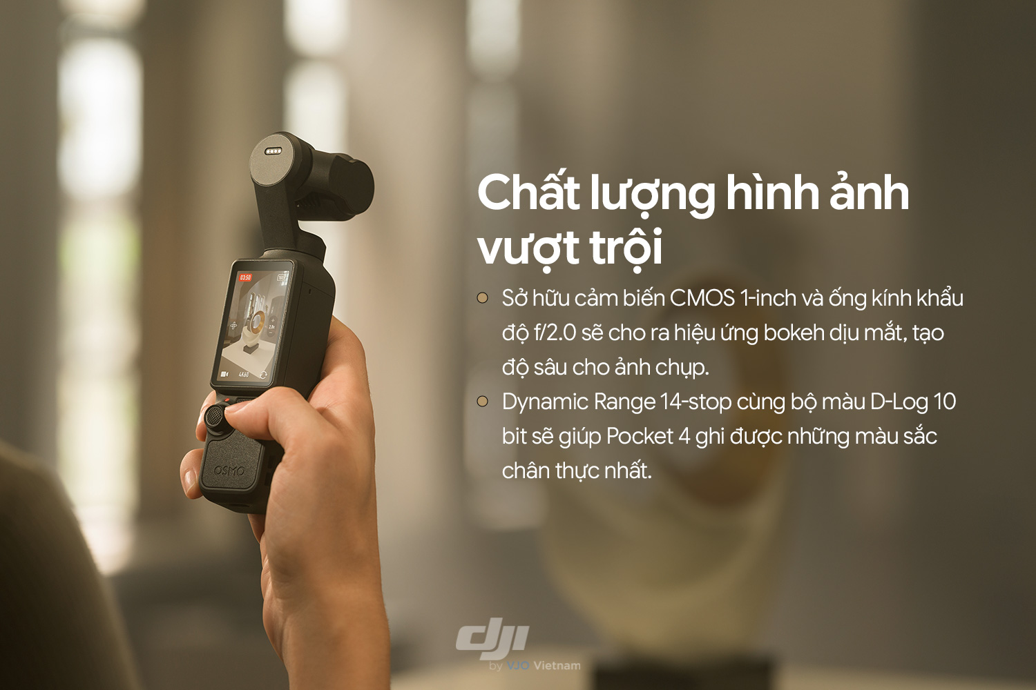 Cảm biến CMOS 1 inch kết hợp khẩu độ f/2.0 tạo bokeh mềm mại