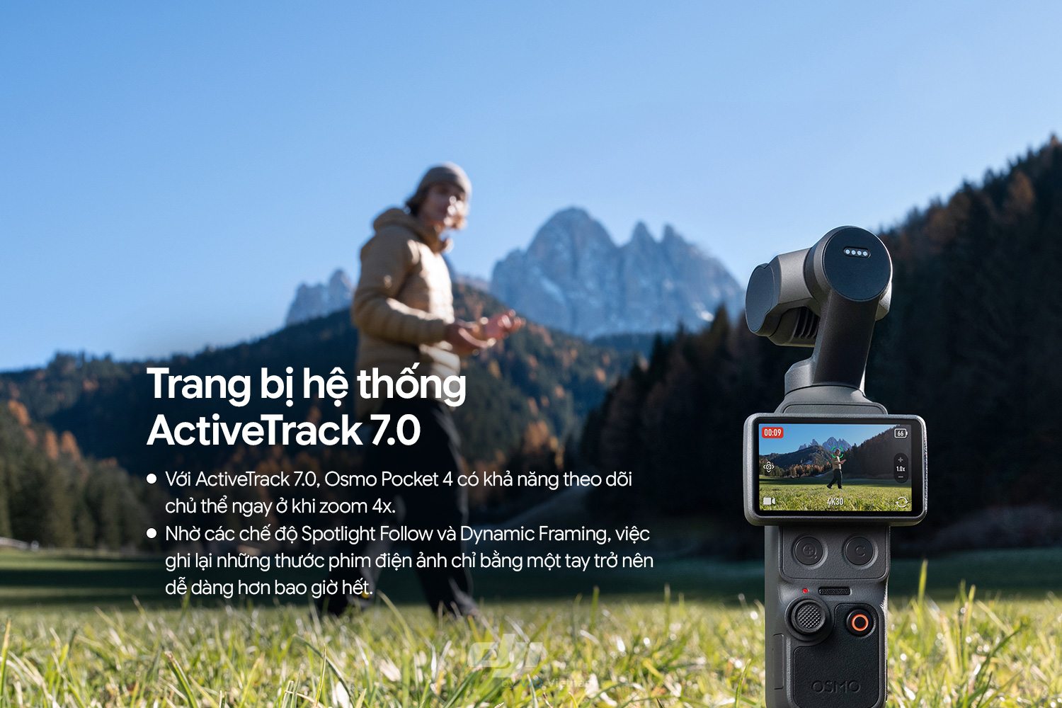 Công nghệ ActiveTrack 7.0 theo dõi chủ thể mượt mà