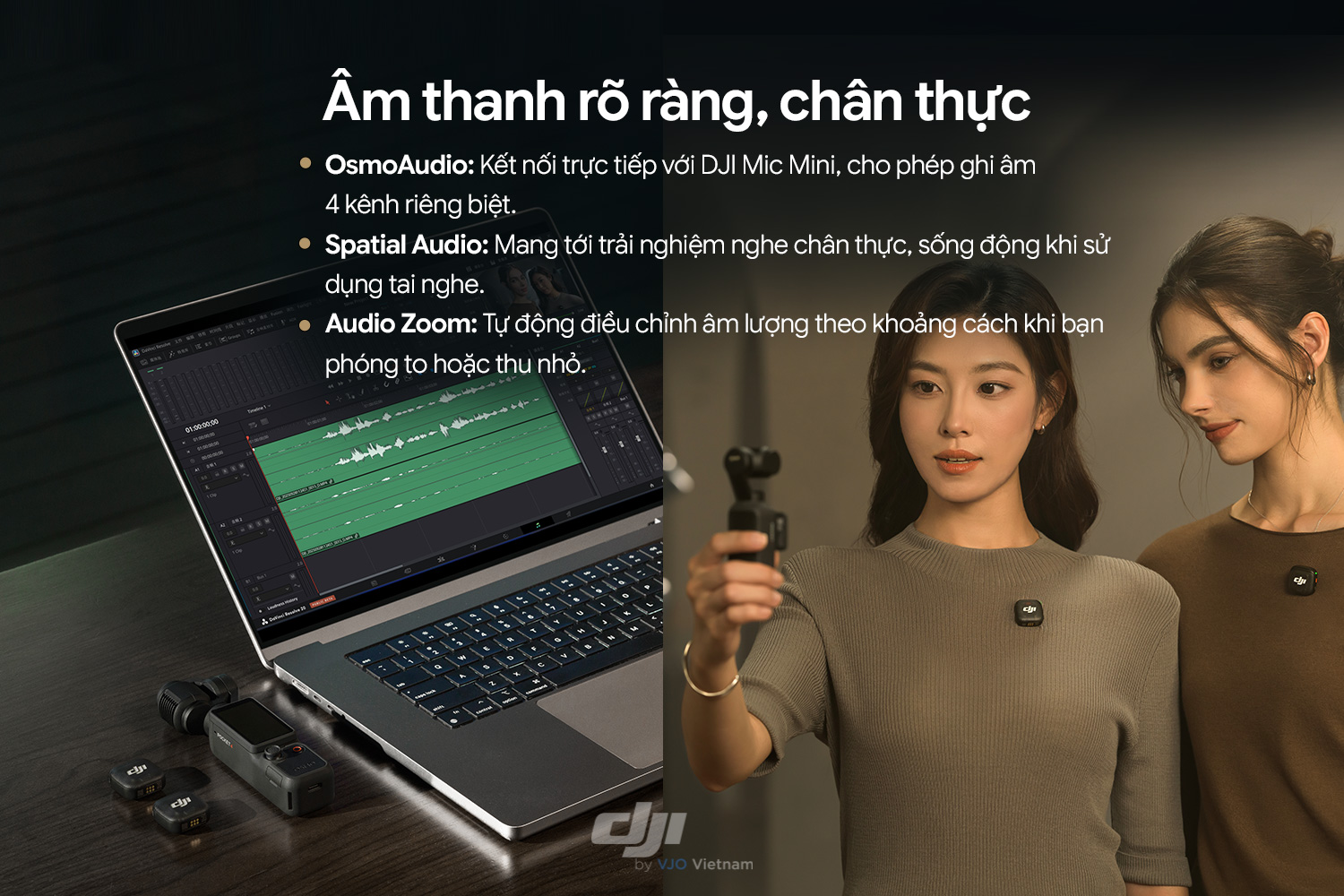 Pocket 4 sở hữu khả năng ghi âm và xử lý âm thanh chuyên nghiệp
