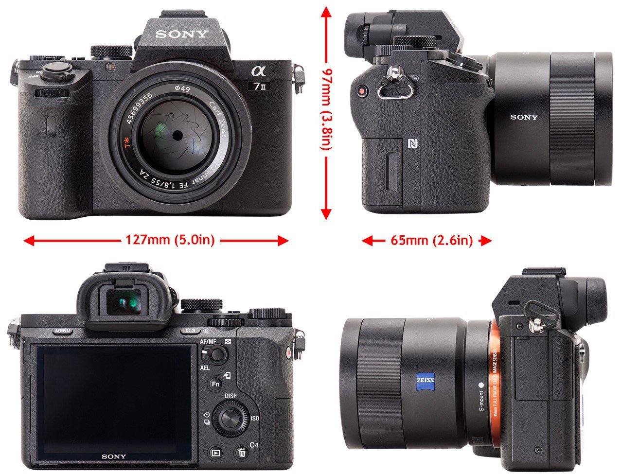 màn hình và kích thước của sony a7 mark 2