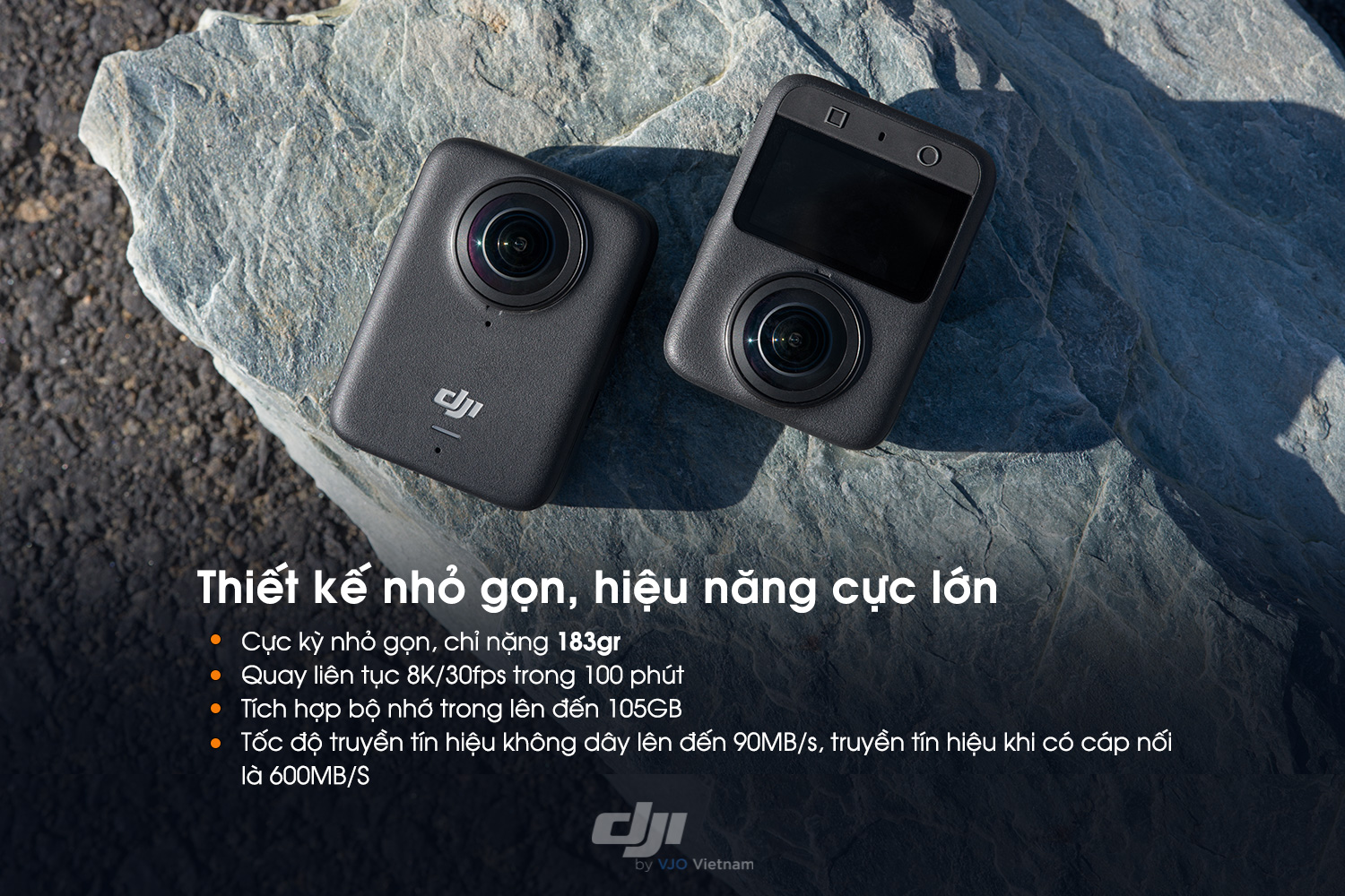 Thiết kế action cam nhỏ gọn chỉ 183g